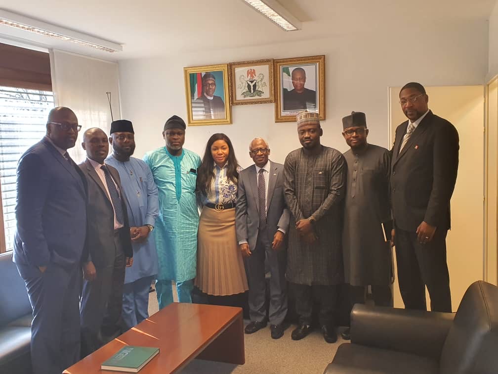 Delegation of Nigerian Student in Switzerland visiting H. E. Ambassador Audu A. Kadiri at his Office.